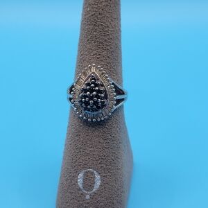 1.03 Carat (ctw) Sterling Silver Black & White Diamond Ladies Cluster Ring